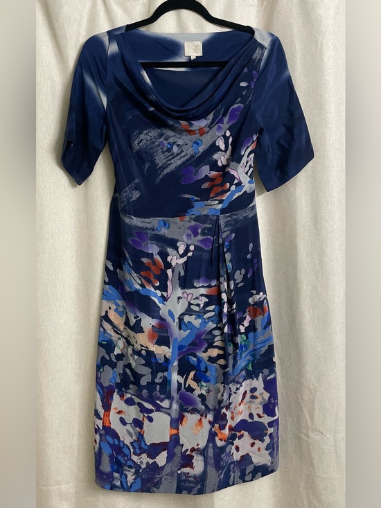 Anthropologie Dresses & Skirts - Anthropologie Silk Abstract Floral Cowl Neck Dress Size 0